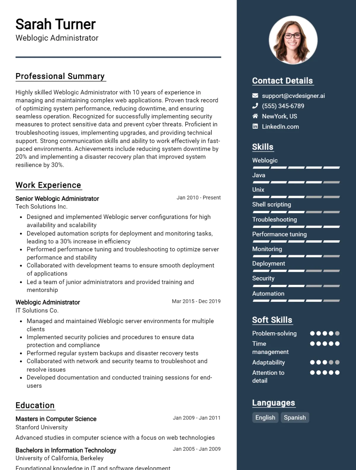 WebLogic Administrator CV Example For 2026: Top Tips & Samples Preview