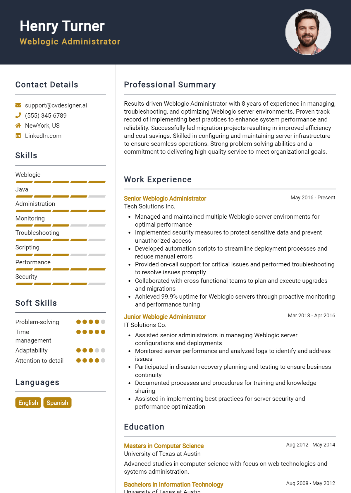 Weblogic Administrator Resume Example for 2026: Best Tips Preview