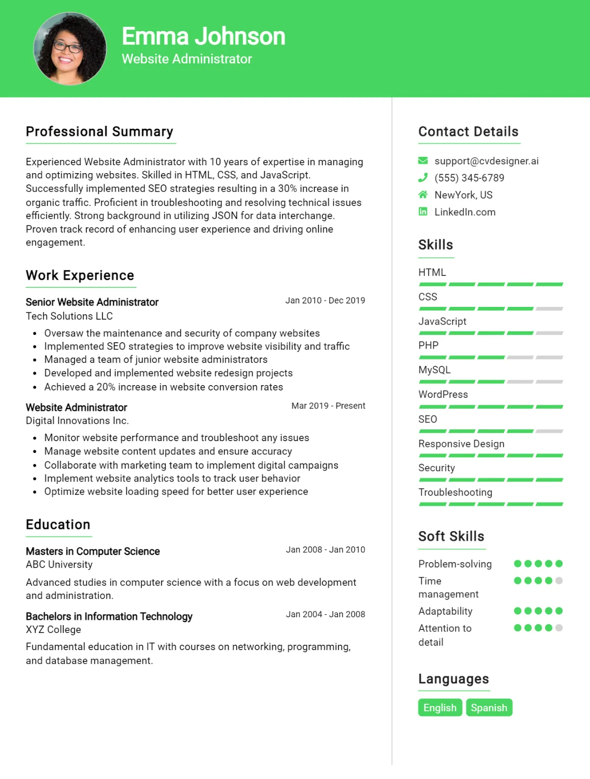Website Administrator CV Example For 2026: Effective CV Writing Tips Preview