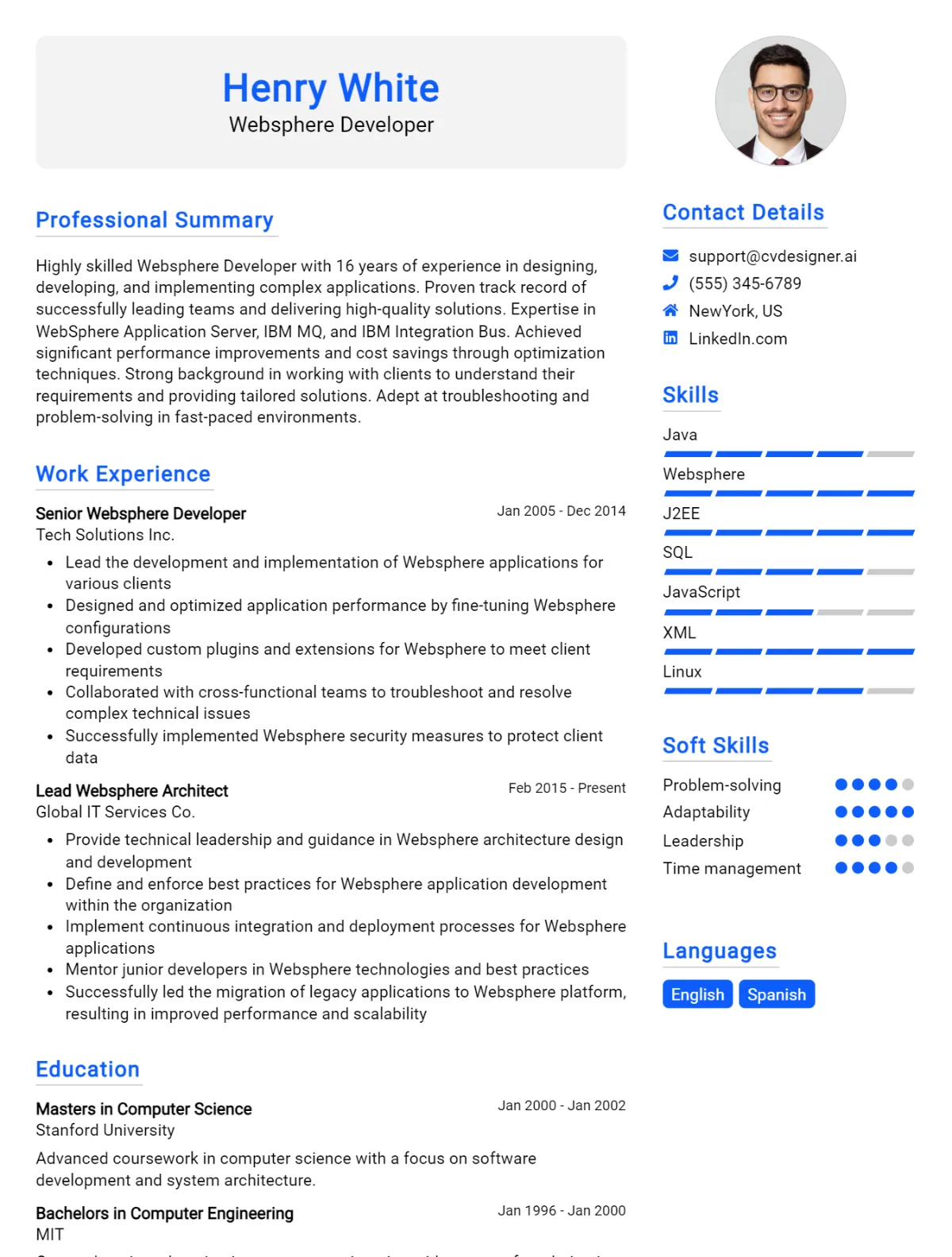 Websphere Developer CV Example For 2026: Best Writing Guide Preview