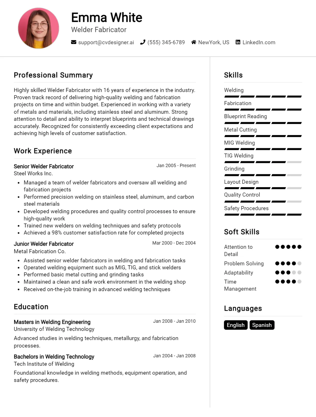 Welder Fabricator CV Example For 2026: Top Tips & Samples Preview