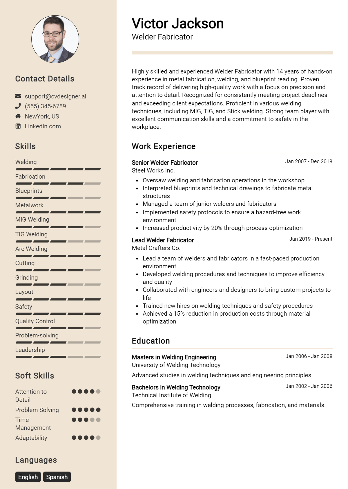 Welder Fabricator Resume Example for 2026: Best Tips & Templates Preview