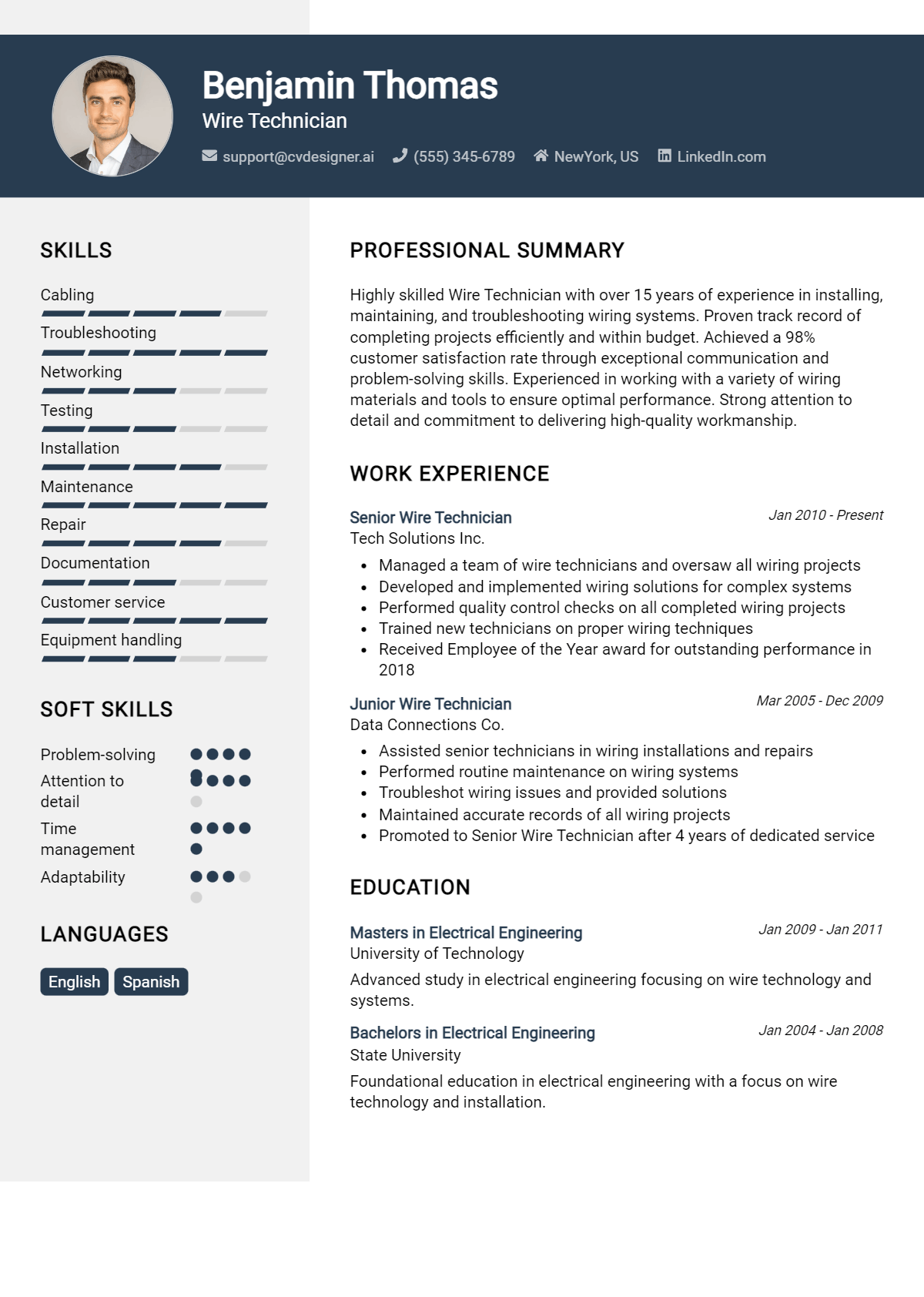 16 Wire Technician Resume Examples for 2026: Expert Tips & Templates Preview
