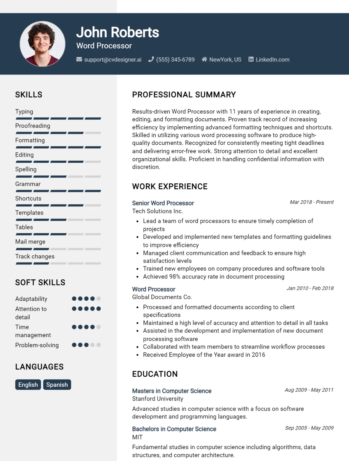 Word Processor CV Example For 2026: Proven Tips & Templates Preview