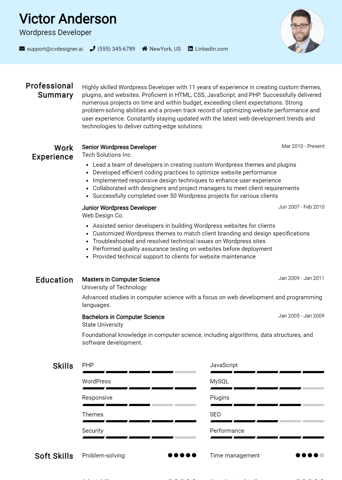 WordPress Developer Resume Example for 2026: Tips & Templates Preview