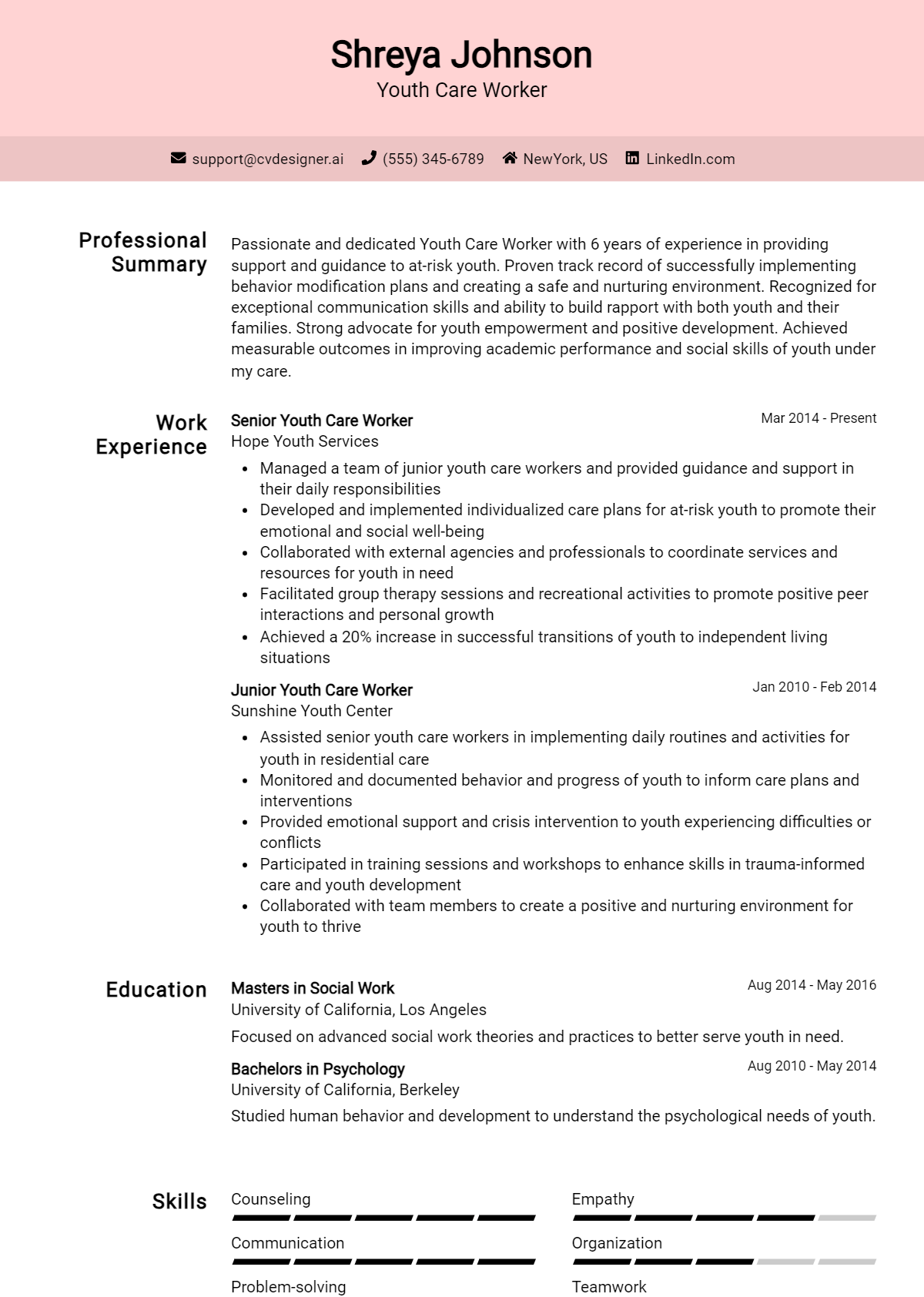 Youth Care Worker Resume Example for 2026: How to Craft a Winning CV Preview