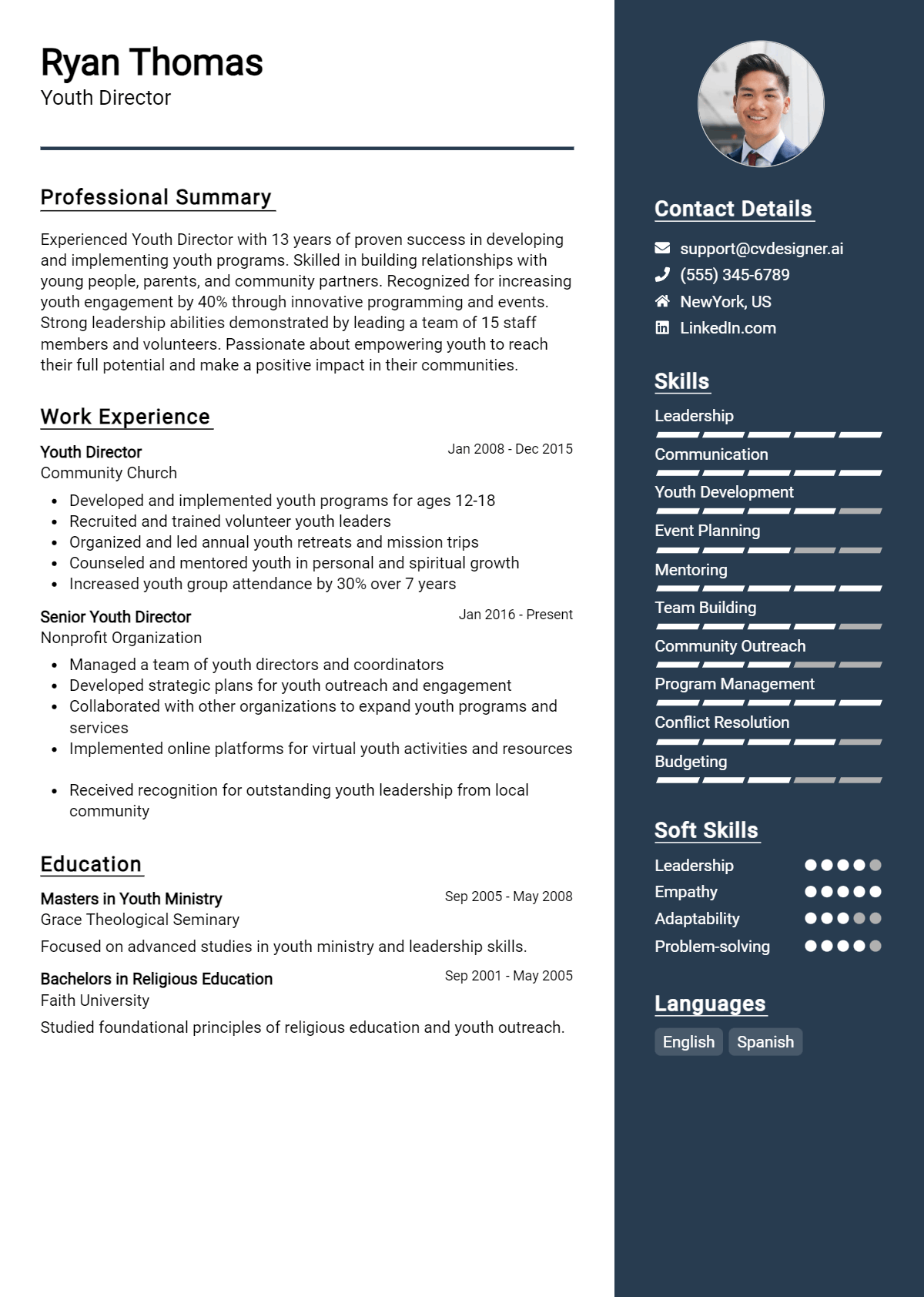 Youth Director Resume Example for 2026: Professional CV Templates Preview