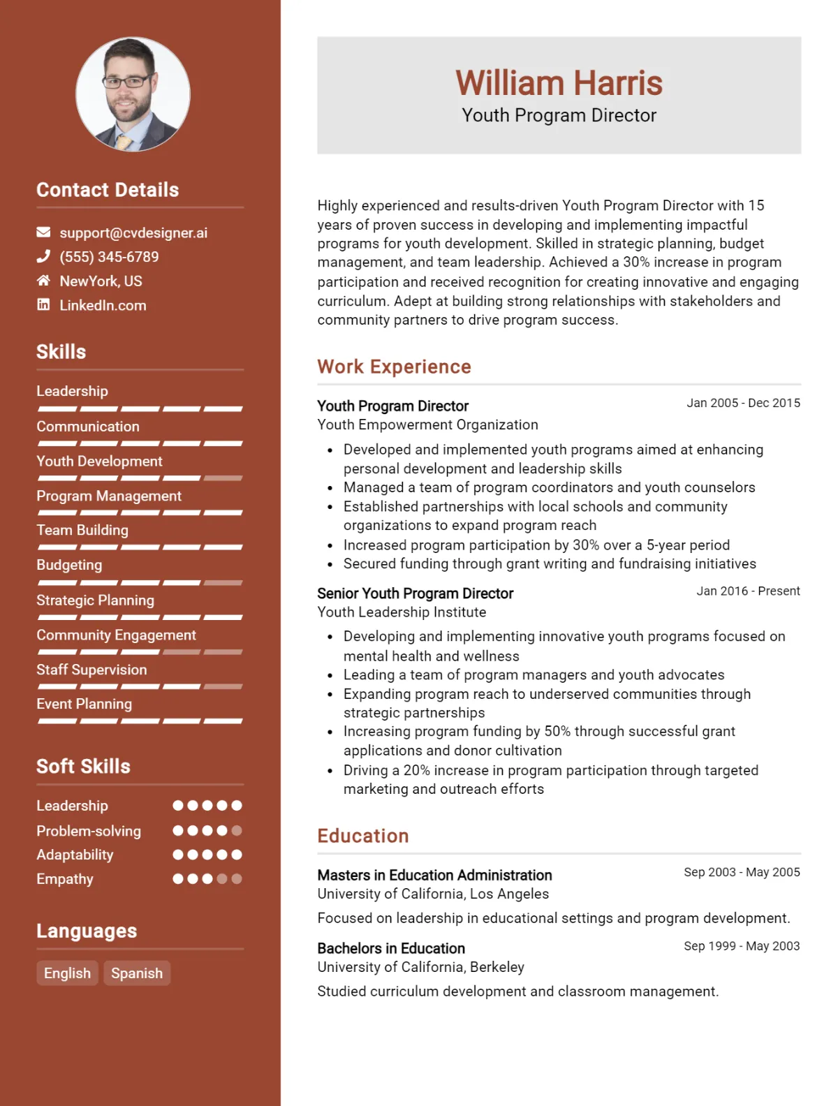 Youth Program Director CV Example For 2026: How to Create a Professional CV Preview