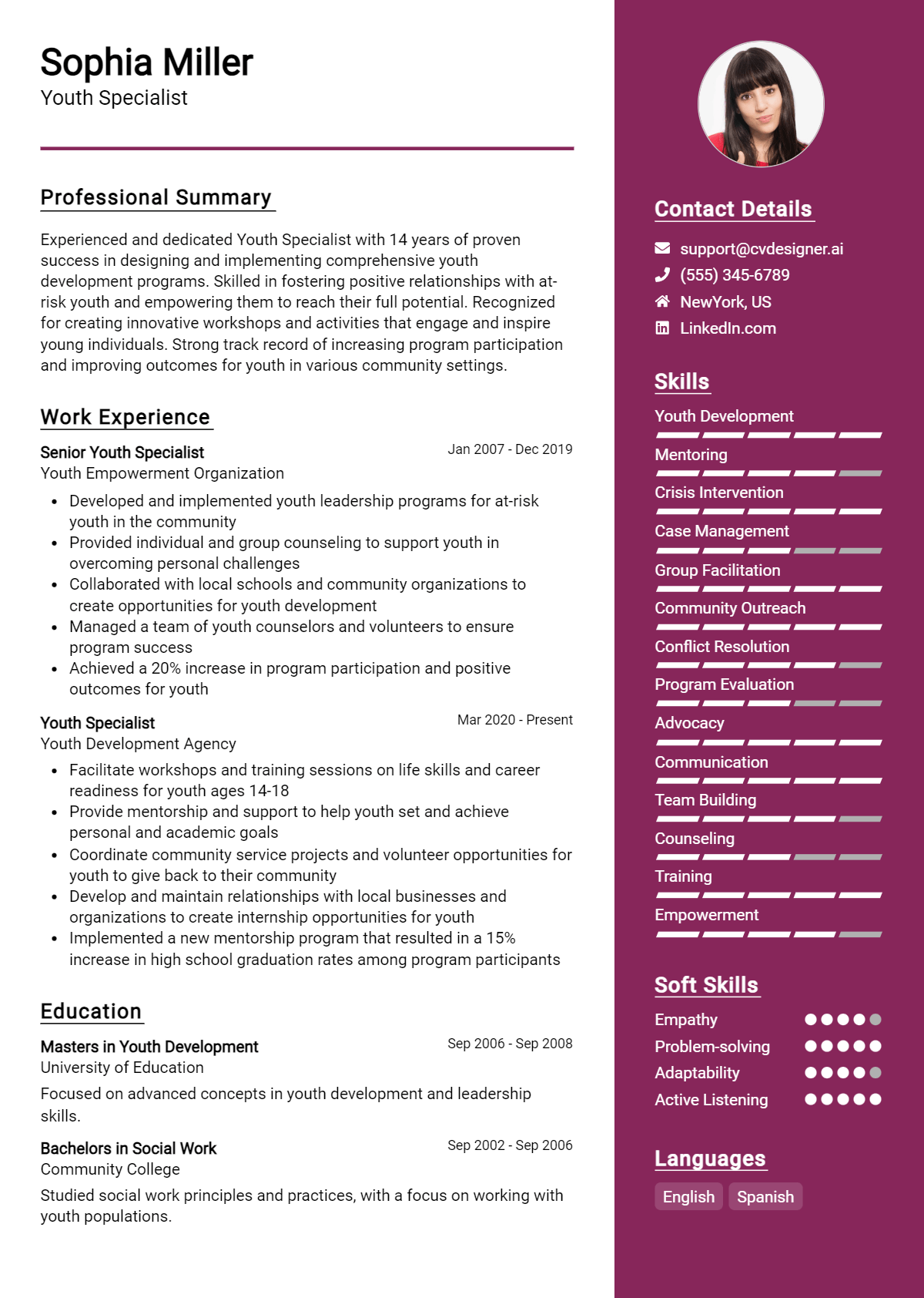Youth Specialist Resume Example for 2026: Top Templates Preview