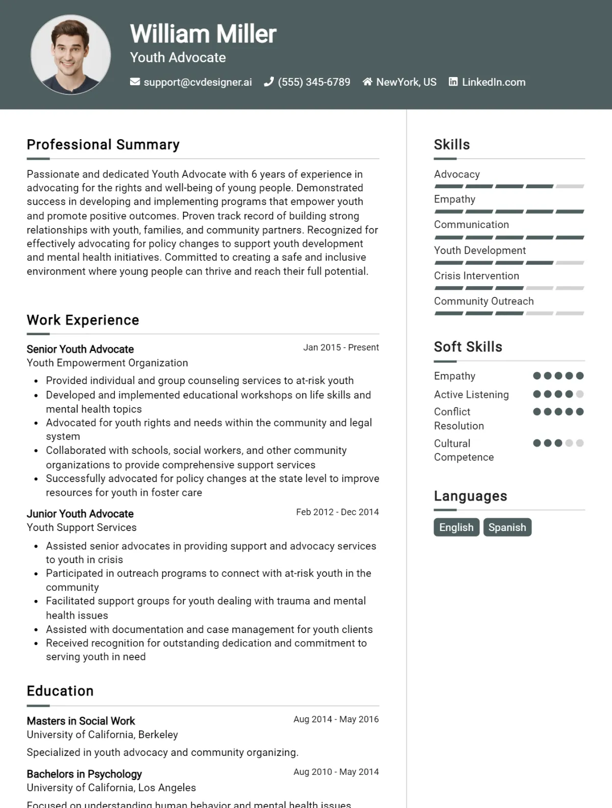 Youth Advocate CV Example For 2026: How to Create a Professional CV Preview