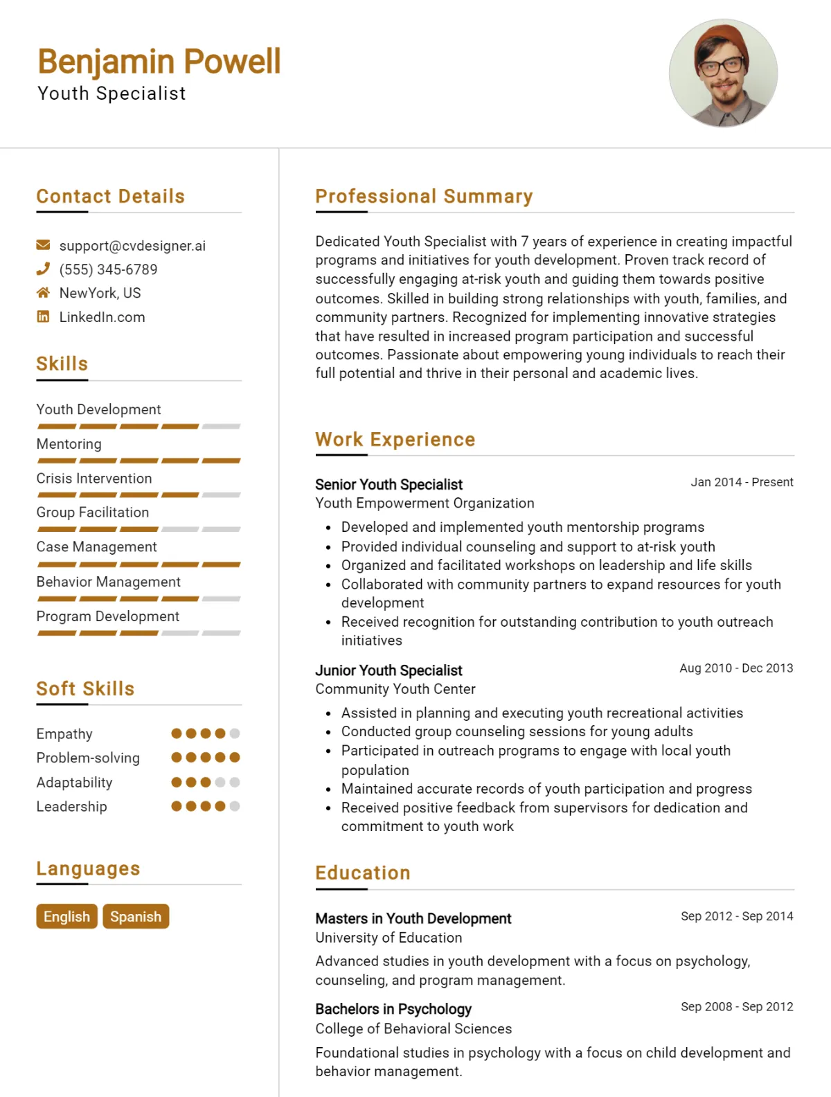 Youth Specialist CV Example For 2026: Strategies & Templates Preview
