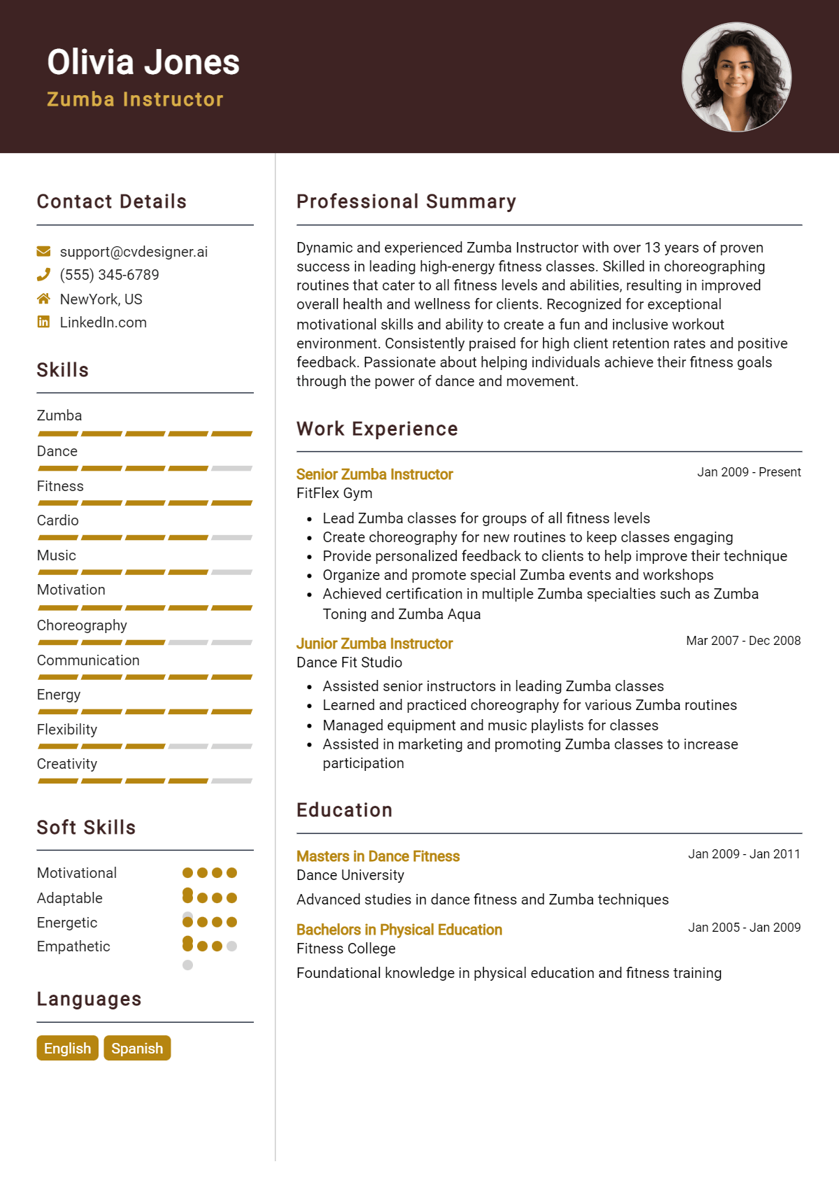Zumba Instructor Resume Example for 2026: Best Tips & Templates Preview
