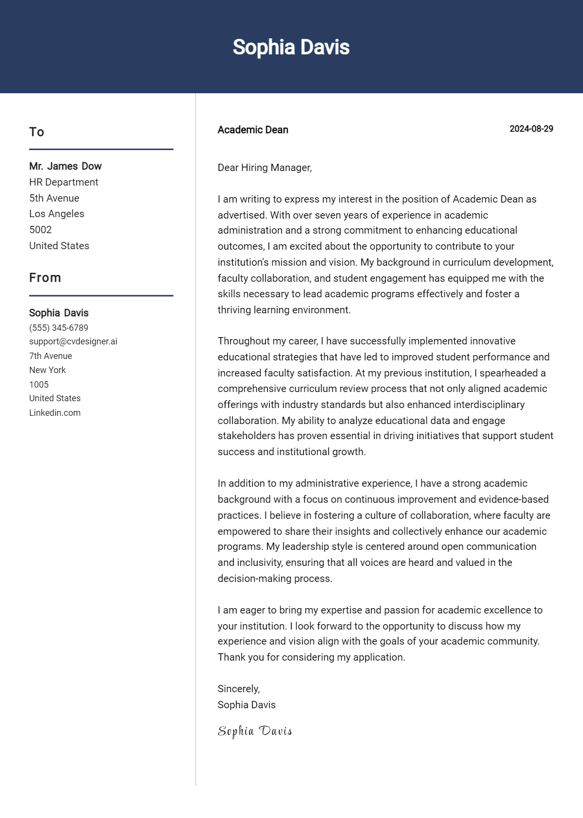 Academic Dean Cover Letter Example for 2026: Expert Tips & Templates Preview