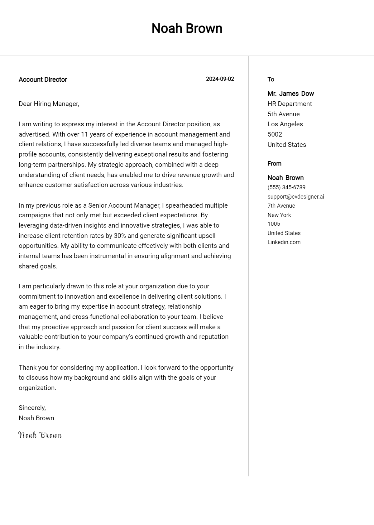 Account Director Cover Letter Examples and Templates for 2026 Preview