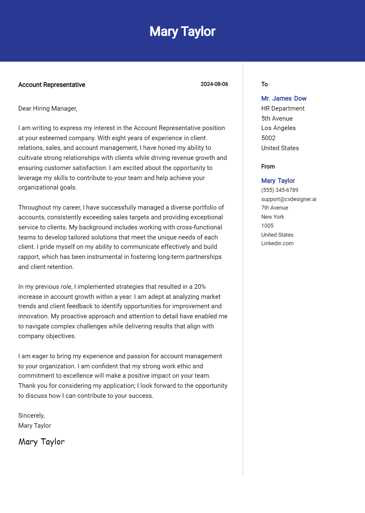 Account Representative Cover Letter Examples with Writing Tips for 2026 Preview