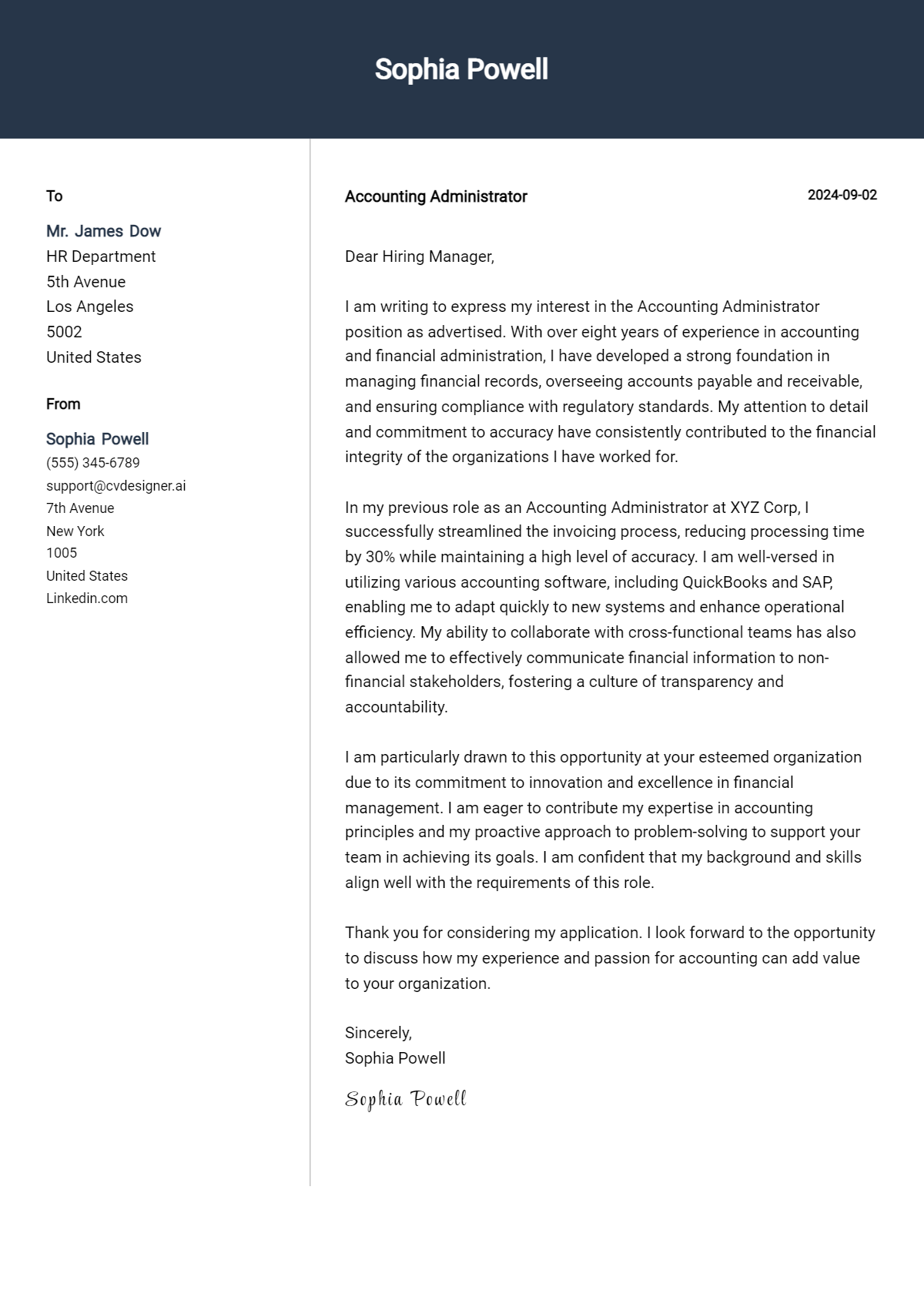 Accounting Administrator Cover Letter Example for 2026: Free Templates Preview