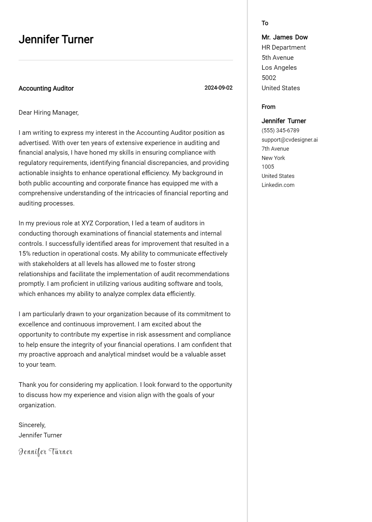 9 Accounting Auditor Cover Letter Examples for 2026 (Writing Guide) Preview