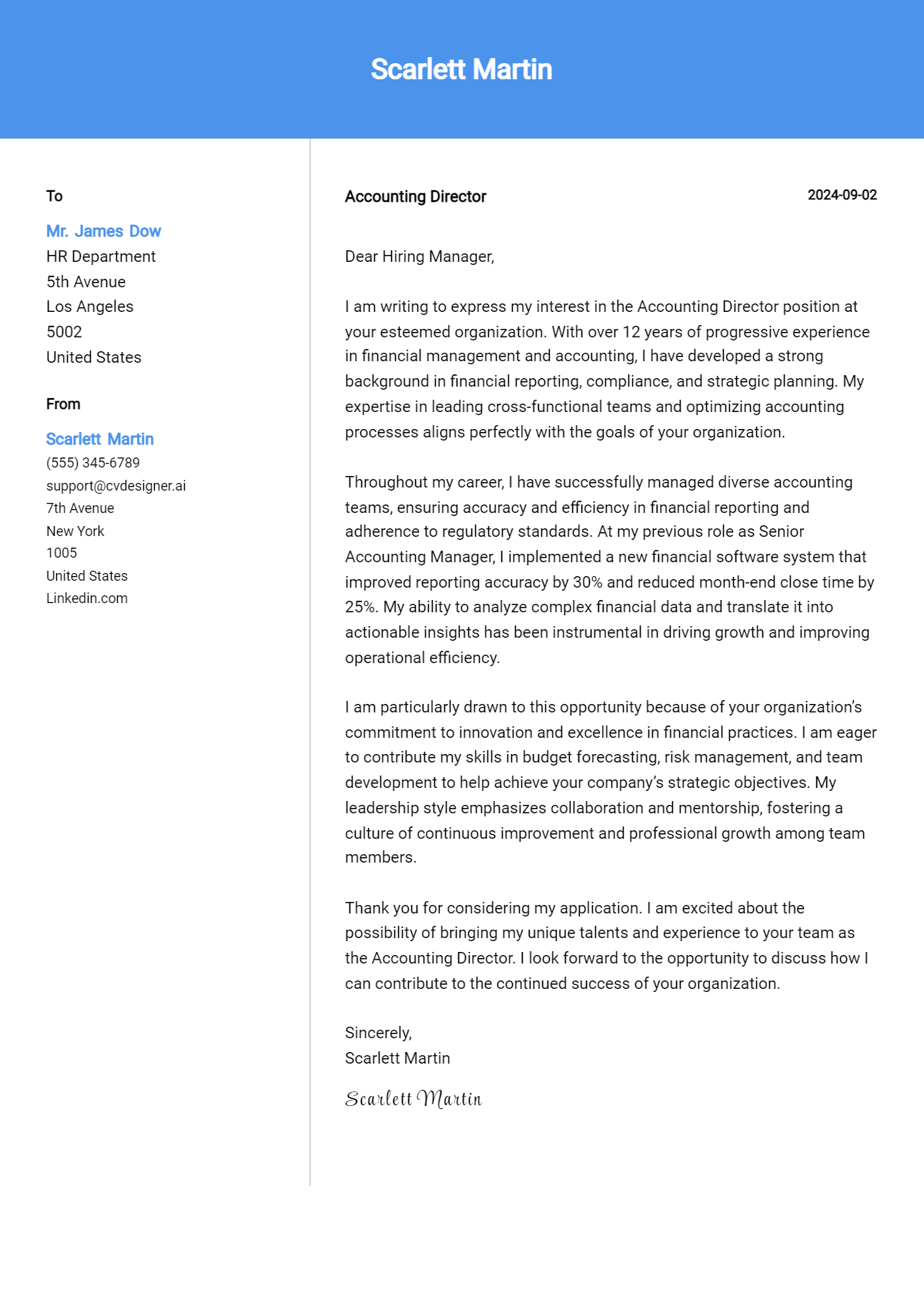 Accounting Director Cover Letter Example for 2026: Proven Tips Preview