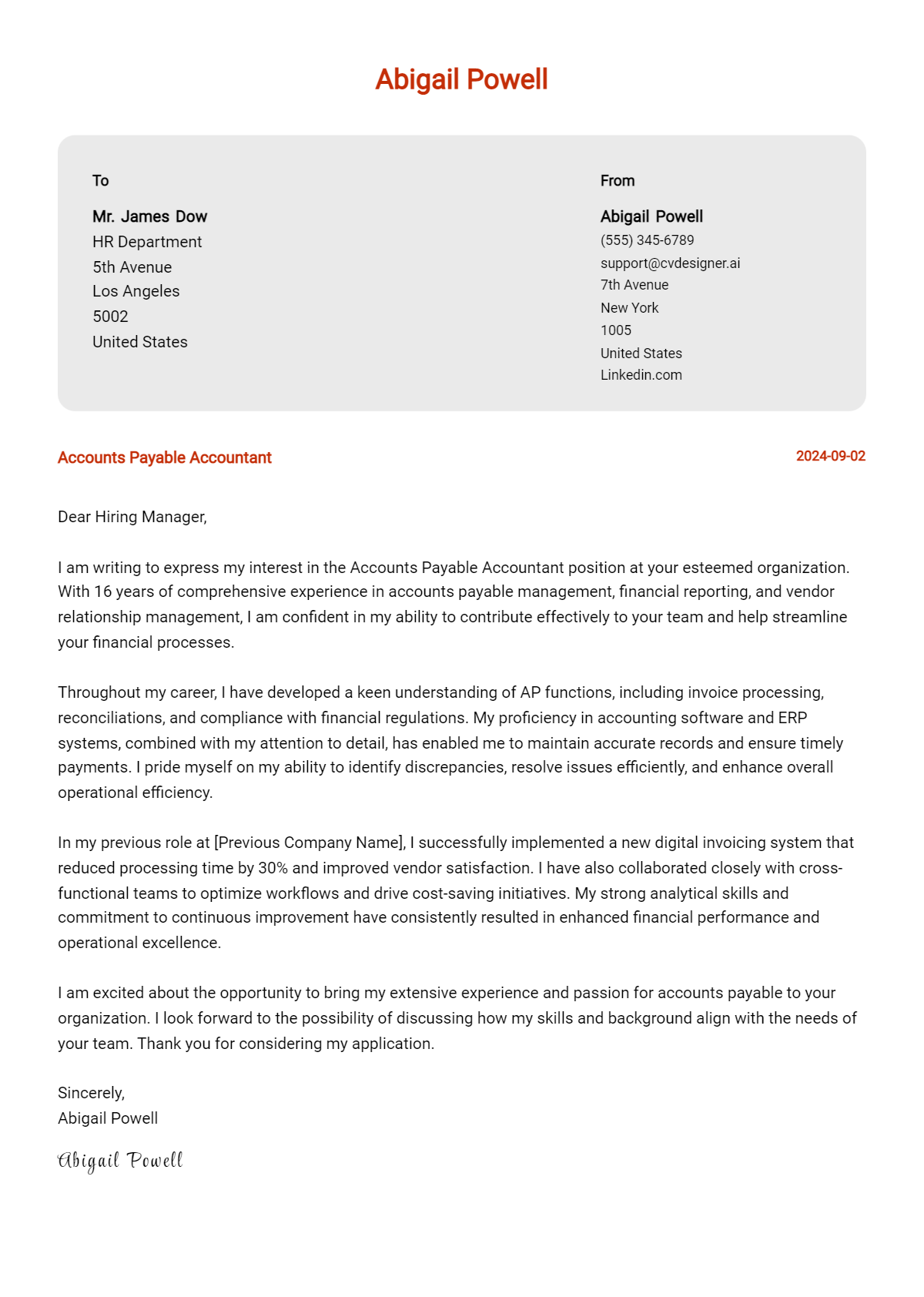 30 Accounts Payable Accountant Cover Letter Examples for 2026 (Writing Guide) Preview