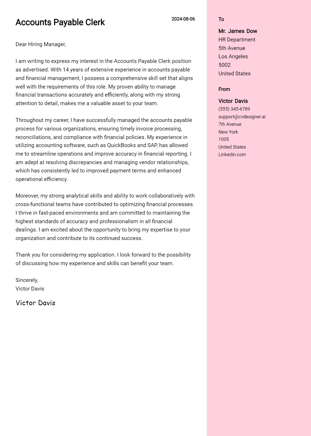 5 Accounts Payable Clerk Cover Letter Examples & Samples for 2026 Preview