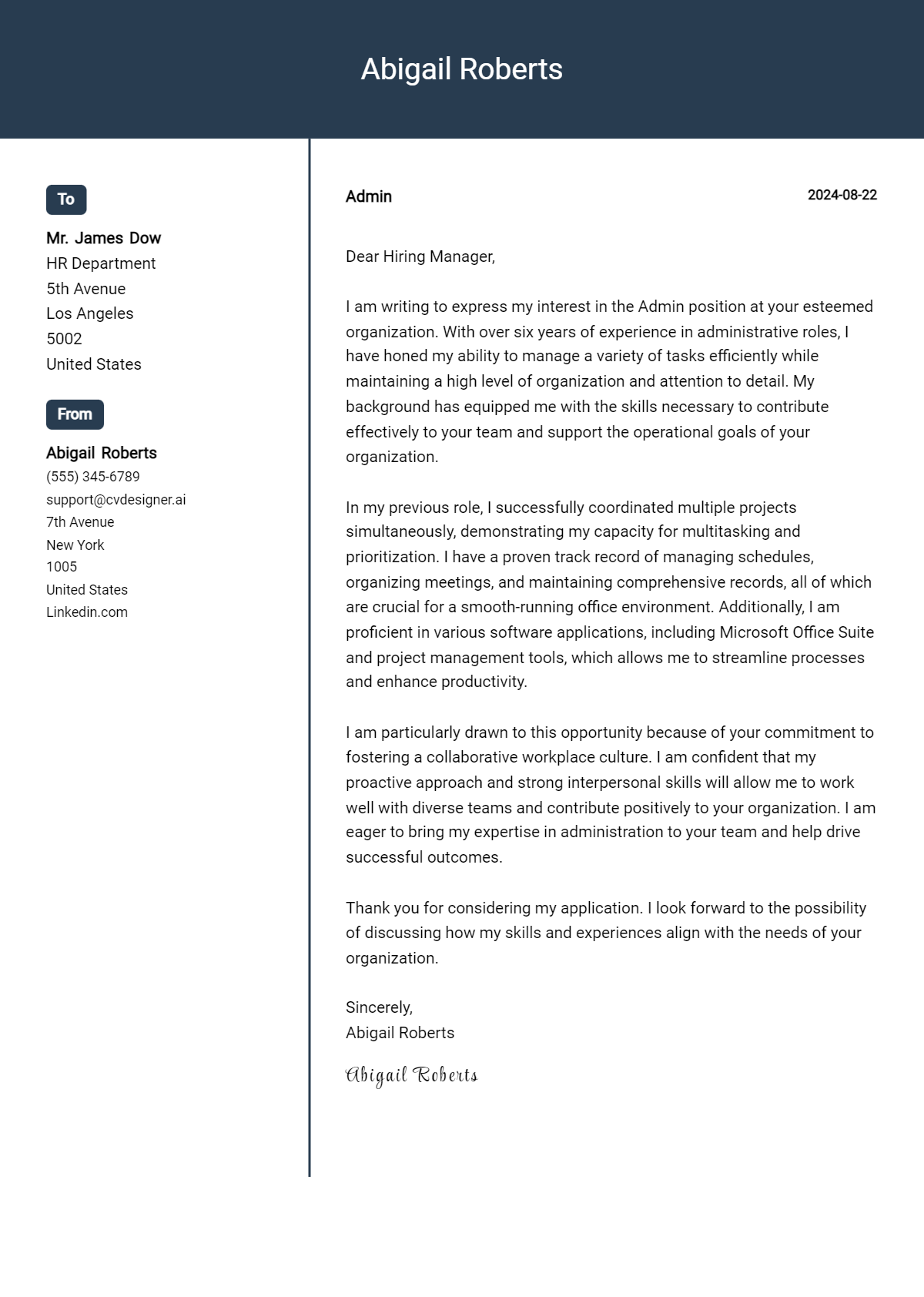 Admin Cover Letter Examples with Writing Tips for 2026 Preview