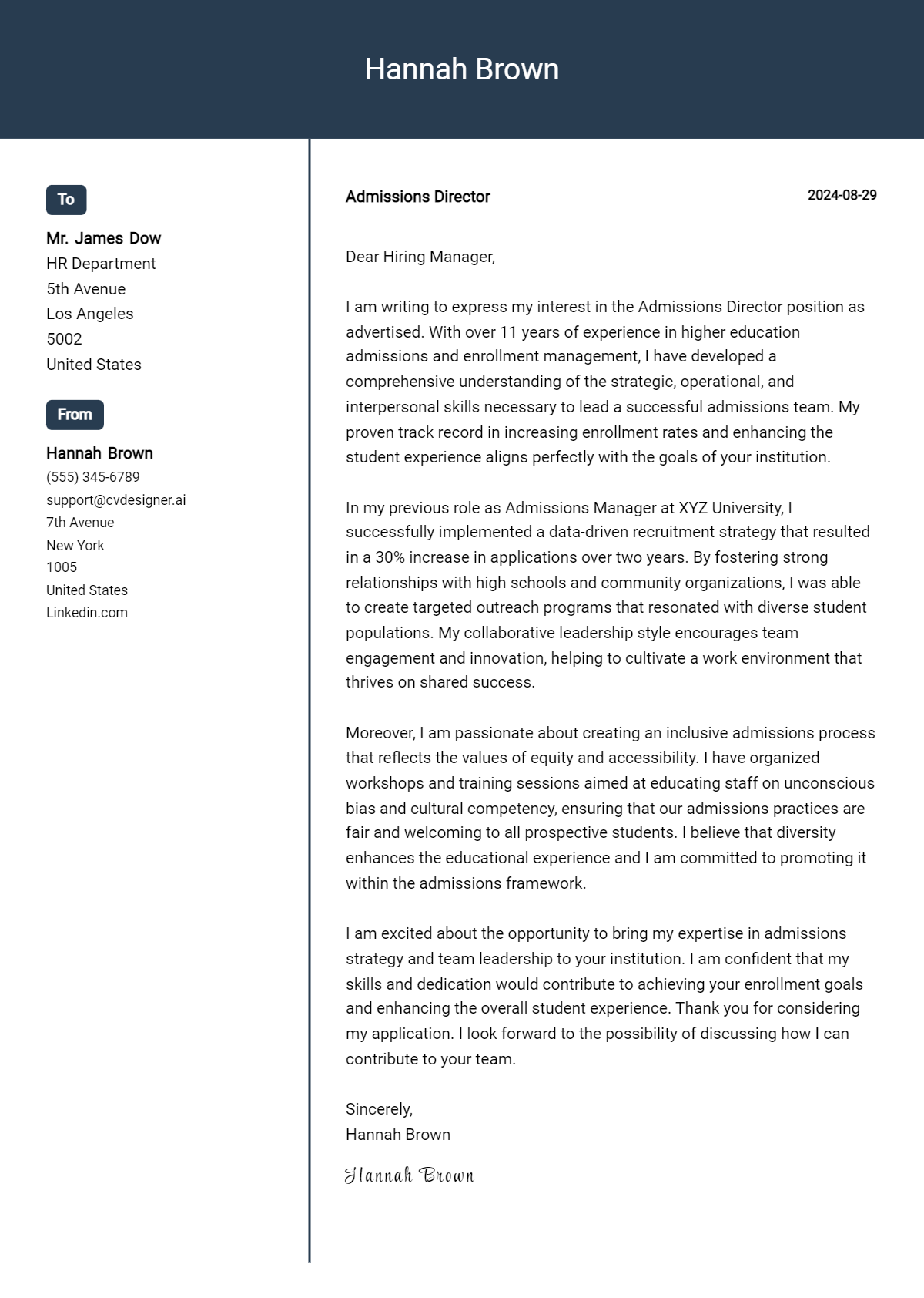 10 Admissions Director Cover Letter Examples for 2026: Tips & Templates Preview
