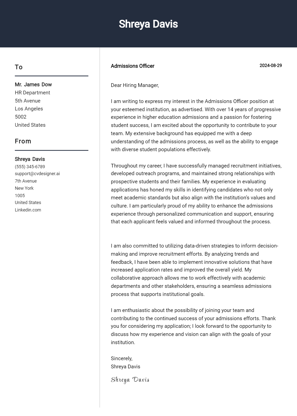 Admissions Officer Cover Letter Example for 2026: Proven Tips Preview