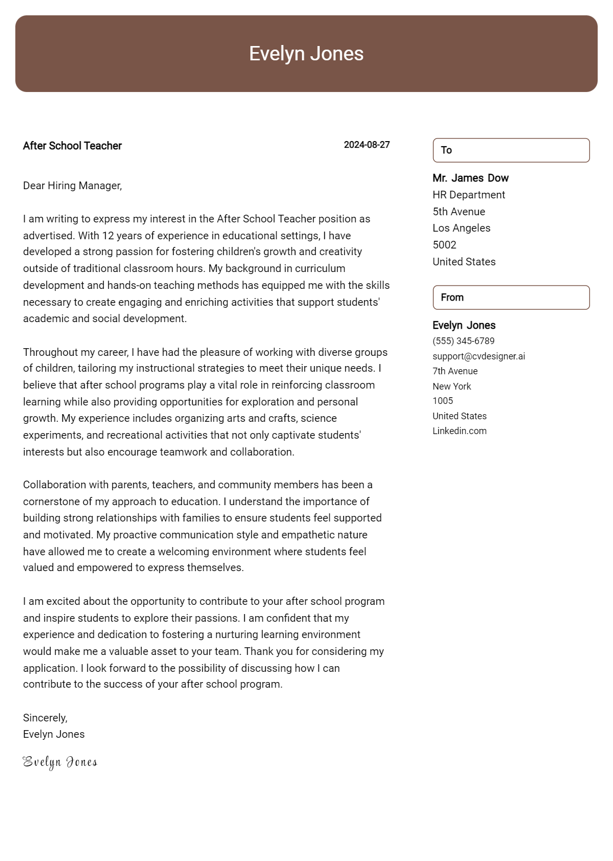 After School Teacher Cover Letter Example for 2026: Proven Tips Preview