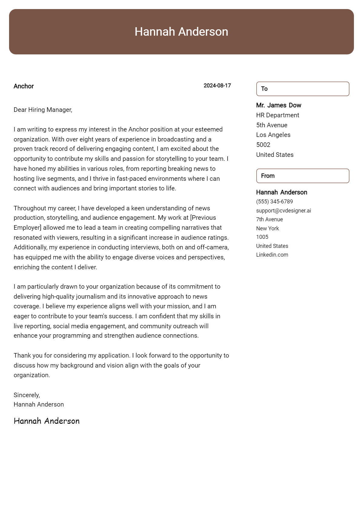 Anchor Cover Letter Example for 2026: Ultimate Guide Preview