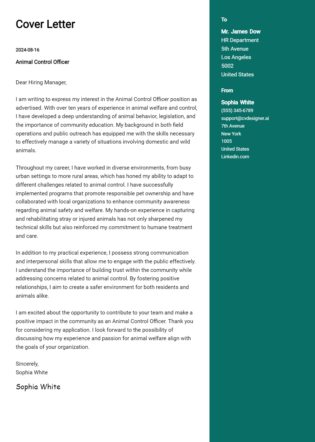 Animal Control Officer Cover Letter Examples with Writing Tips for 2026 Preview