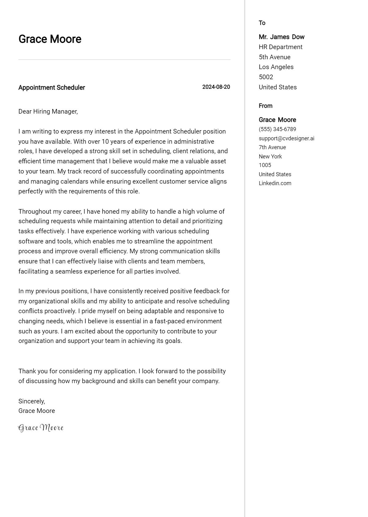 Appointment Scheduler Cover Letter Examples with Writing Tips for 2026 Preview