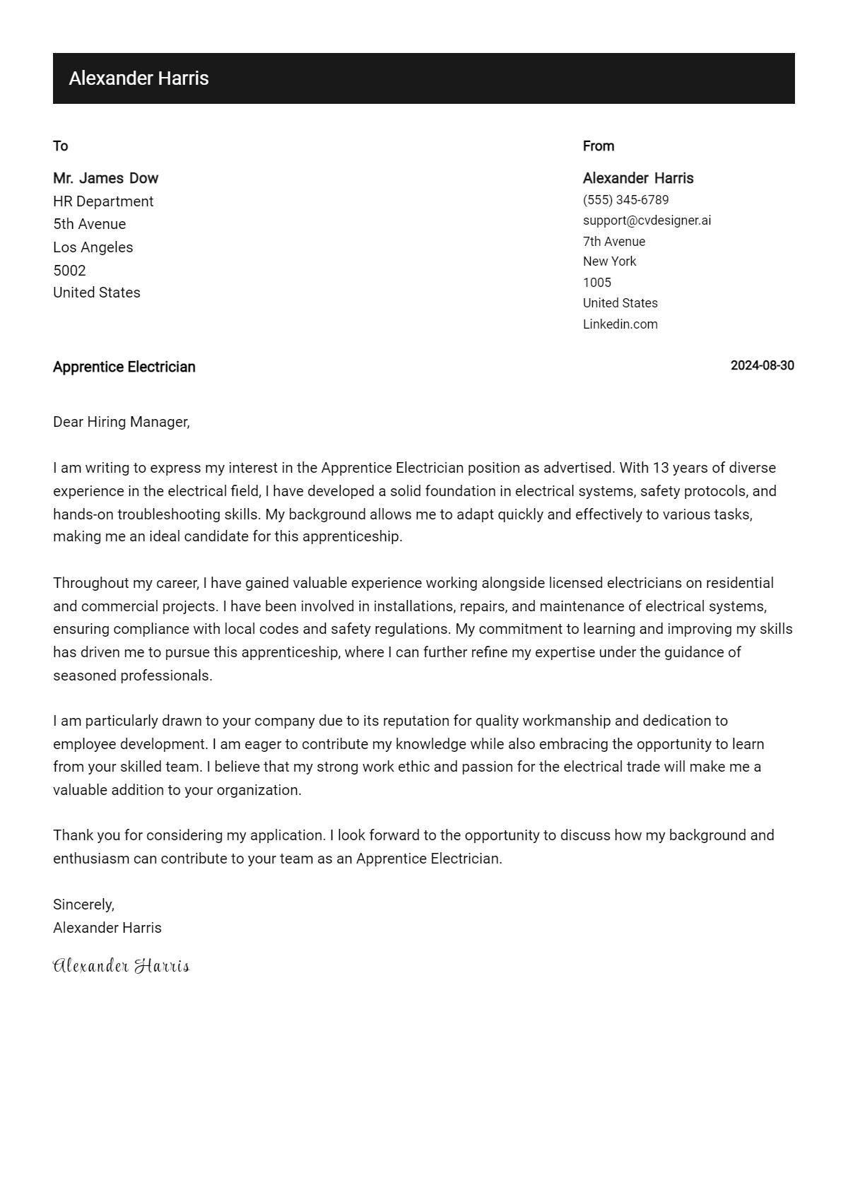 7 Apprentice Electrician Cover Letter Examples for 2026: Expert Tips & Templates Preview