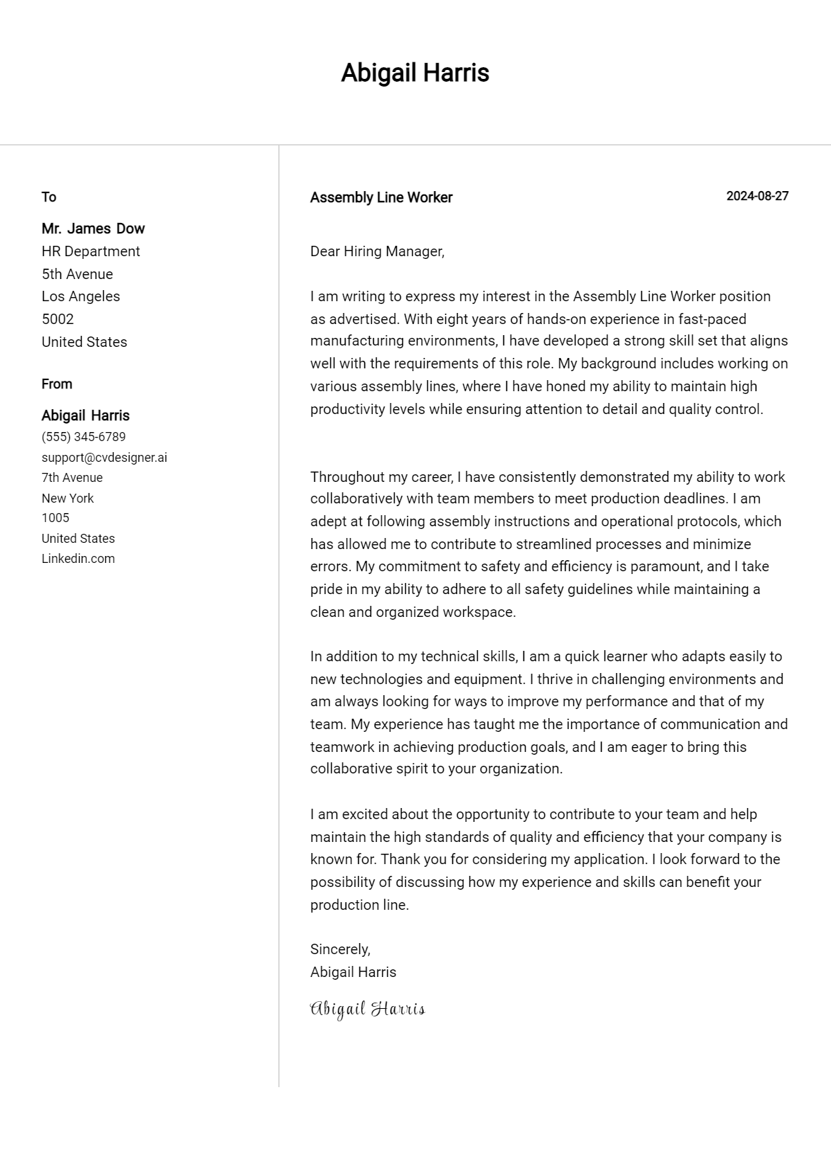 16 Assembly Line Worker Cover Letter Examples for 2026: Proven Tips Preview