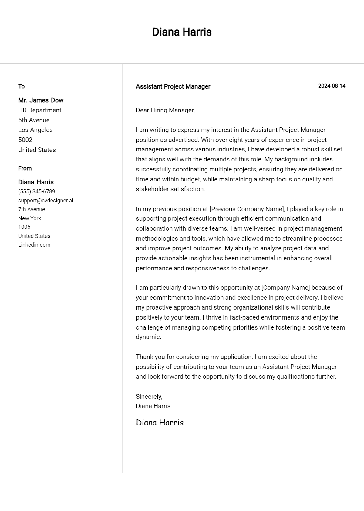 Assistant Project Manager Cover Letter Example for 2026: Ultimate Guide Preview