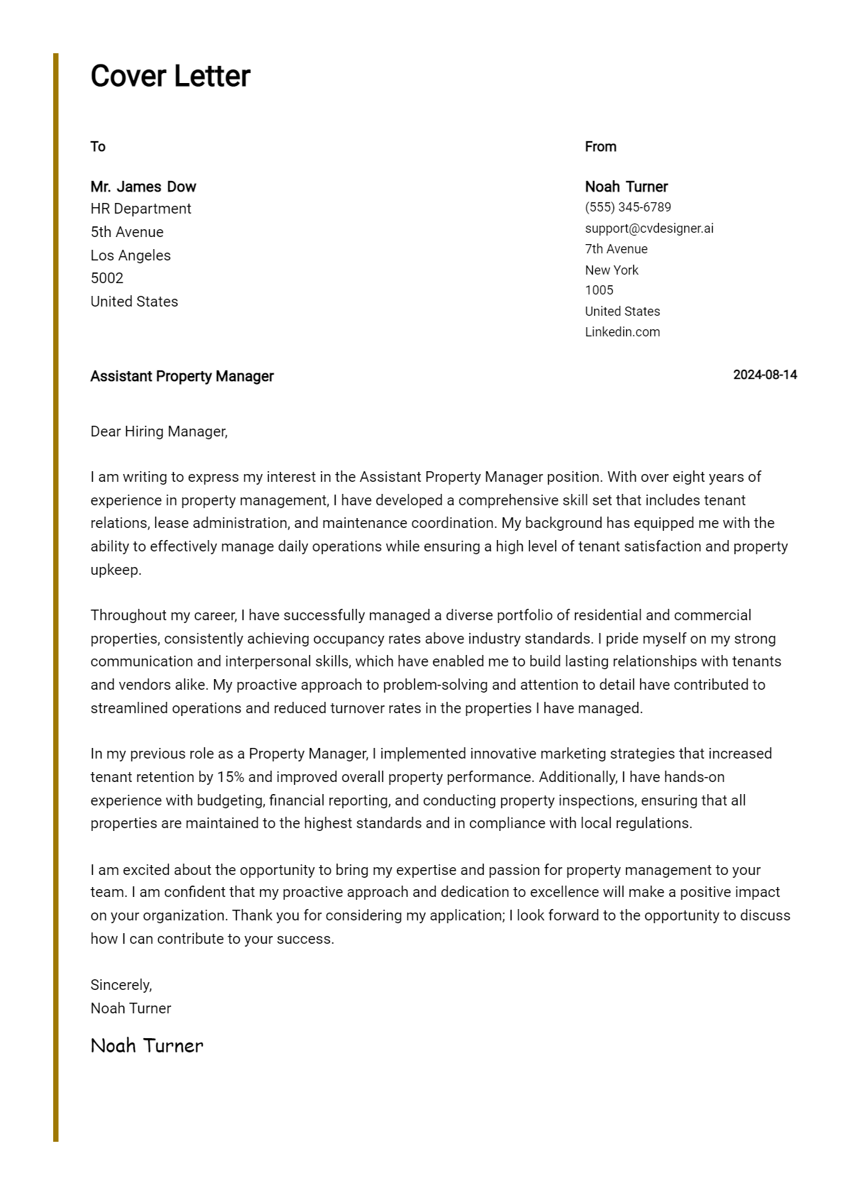 Assistant Property Manager Cover Letter Example for 2026: Proven Tips Preview