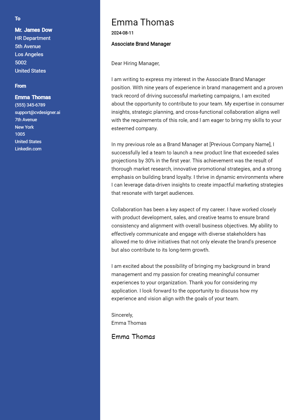 Associate Brand Manager Cover Letter Example for 2026: Top CV Skills Preview