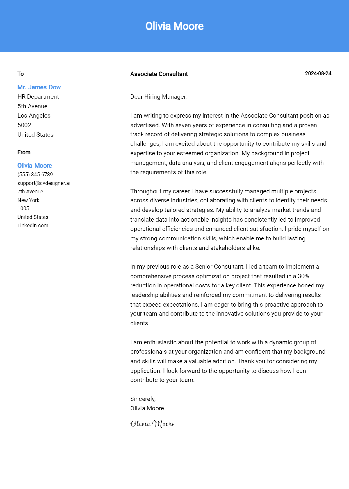 Associate Consultant Cover Letter Example for 2026: Ultimate Guide Preview