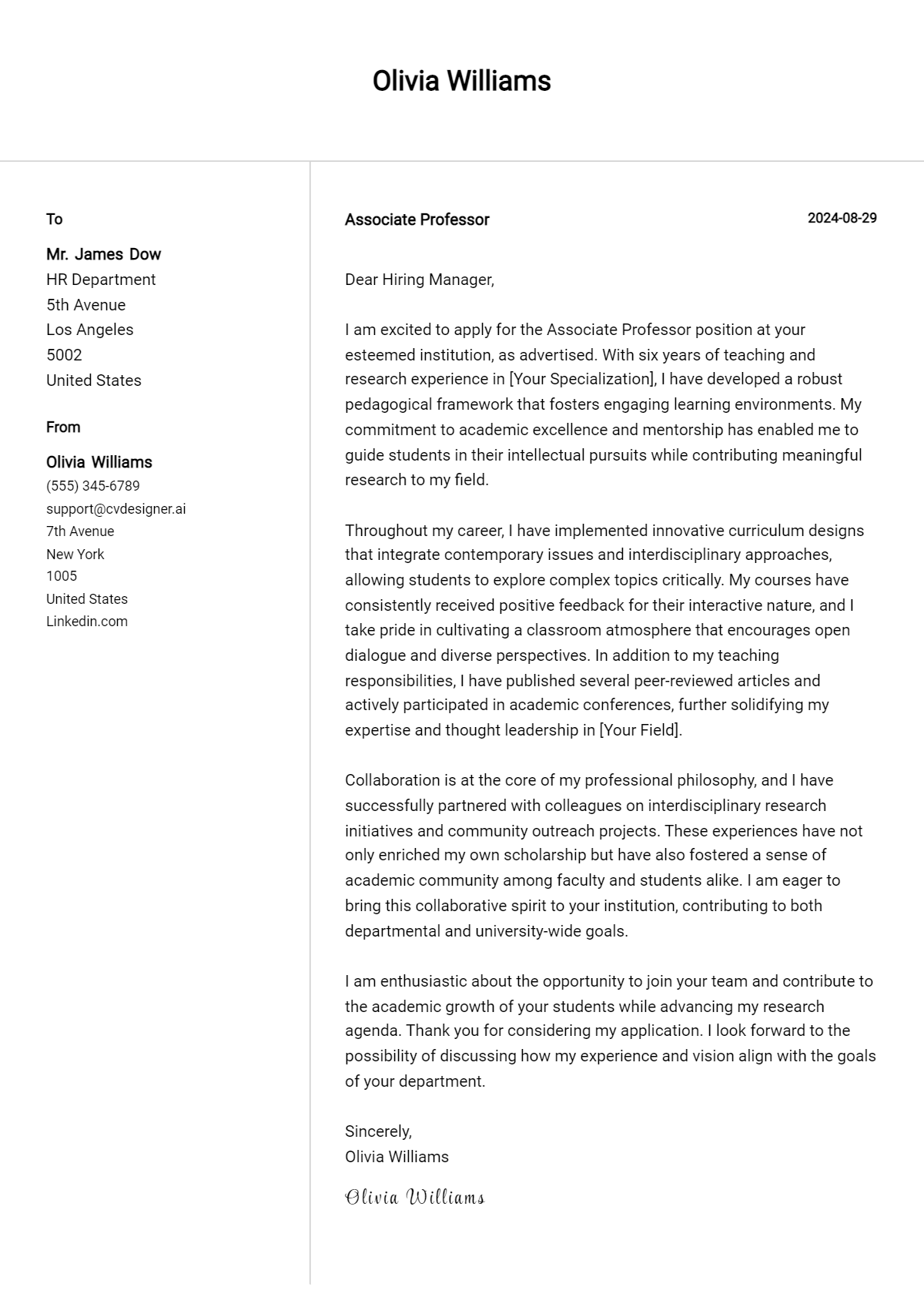 Associate Professor Cover Letter Example for 2026: Expert Tips & Templates Preview