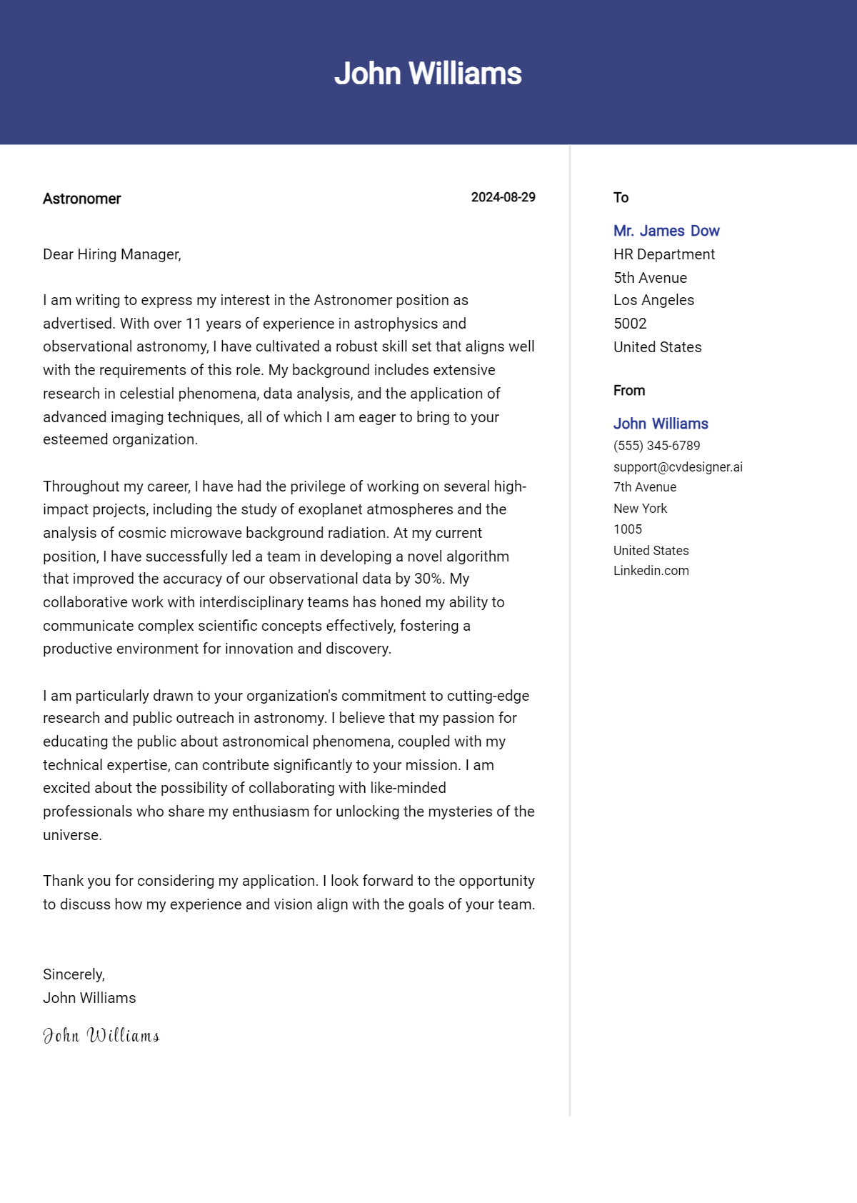 Astronomer Cover Letter Example for 2026: Proven Tips Preview