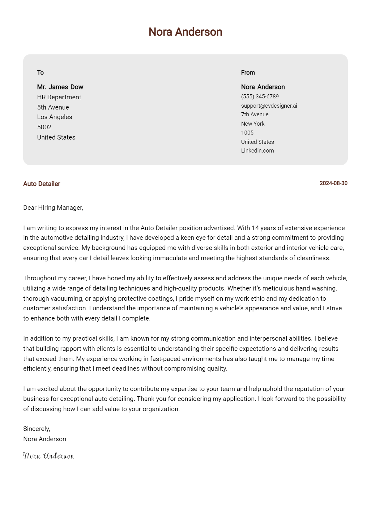 7 Auto Detailer Cover Letter Examples for 2026: Ultimate Guide Preview
