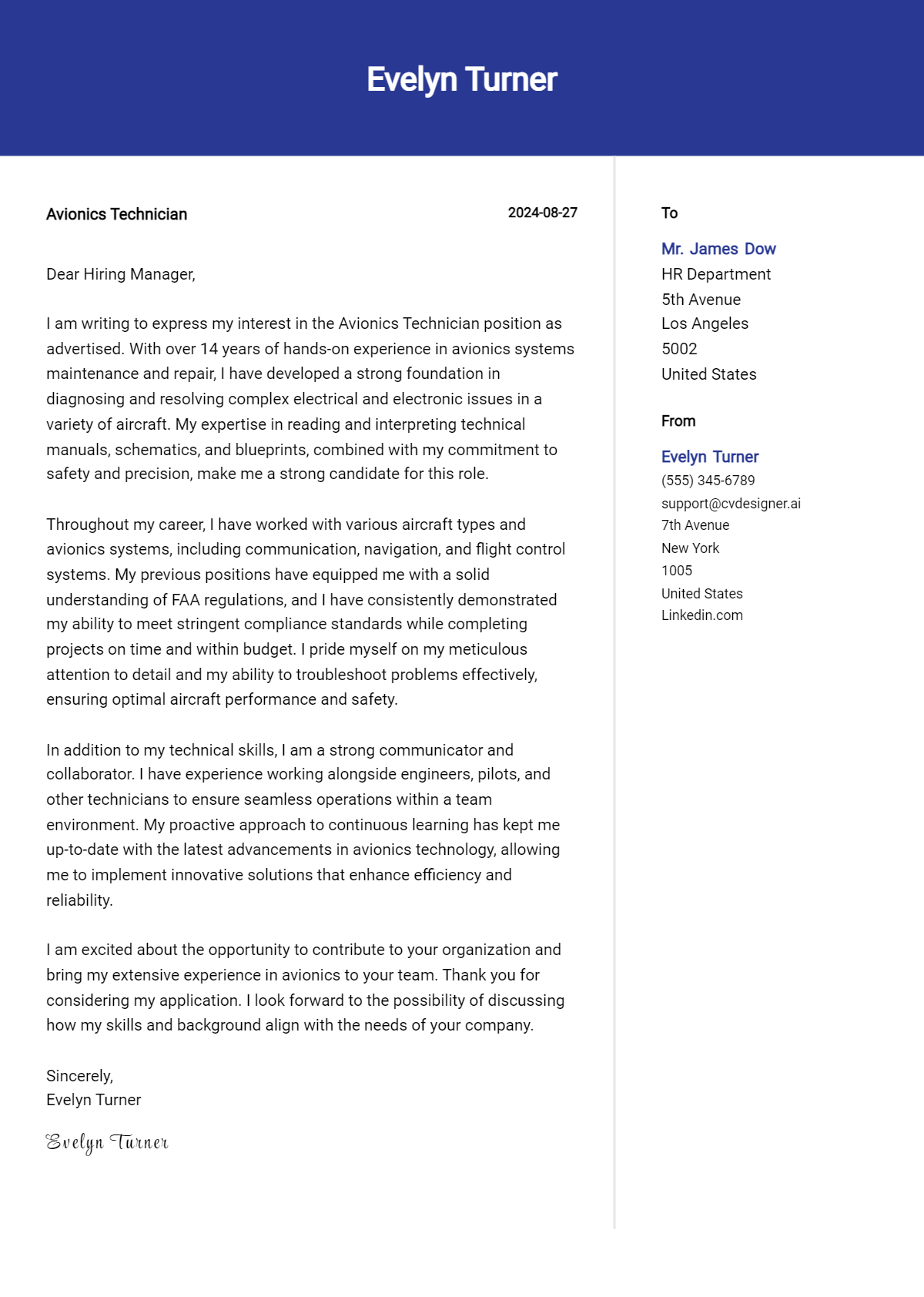 9 Avionics Technician Cover Letter Examples for 2026: Proven Tips Preview