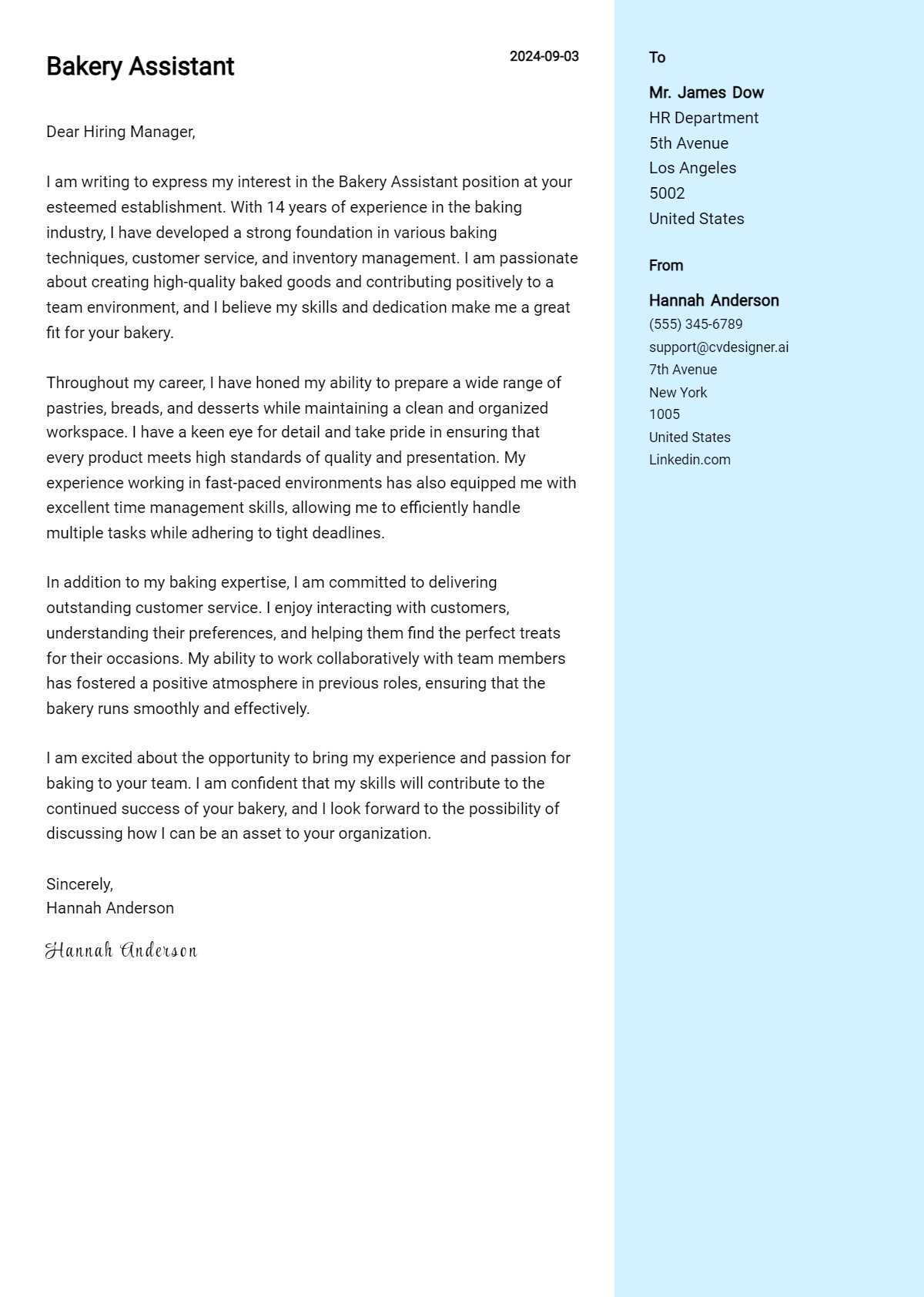 Bakery Assistant Cover Letter Example for 2026: Ultimate Guide Preview