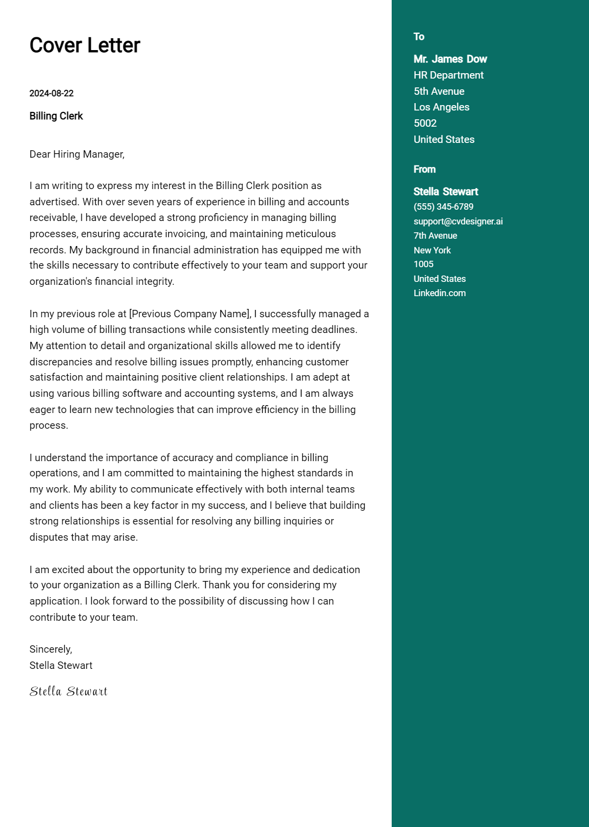Billing Clerk Cover Letter Example for 2026: Ultimate Guide Preview