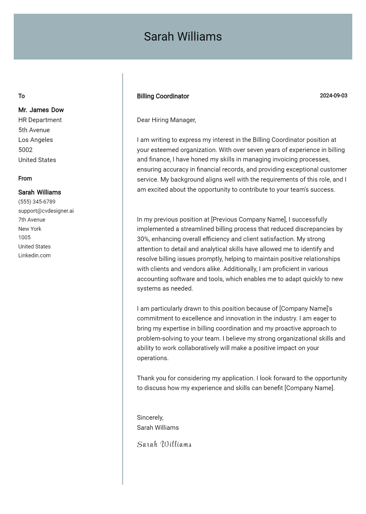 6 Billing Coordinator Cover Letter Examples and Templates for 2026 Preview