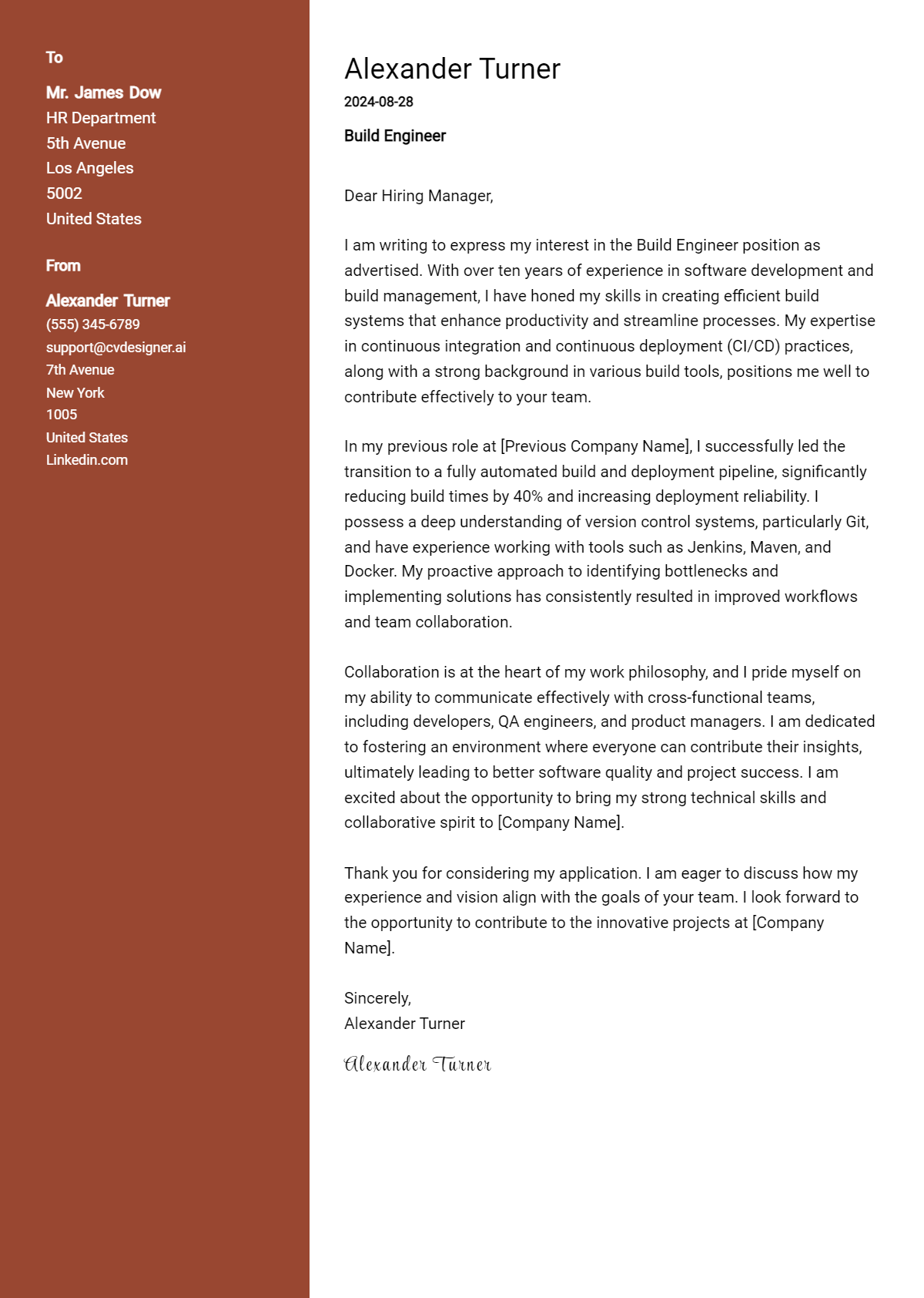 24 Build Engineer Cover Letter Examples for 2026: Expert Tips & Templates Preview