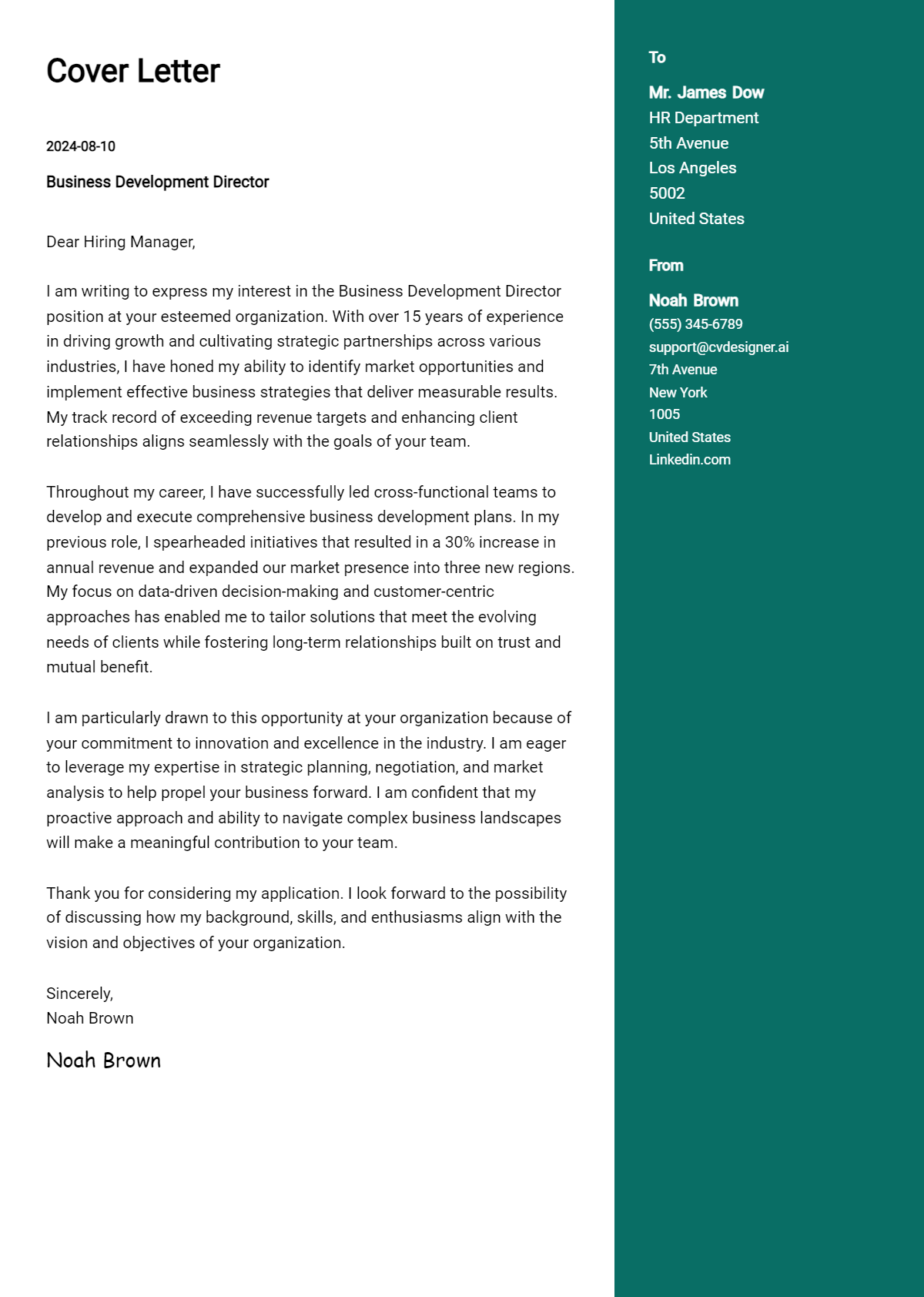 Business Development Director Cover Letter Examples for 2026 (Downloadable) Preview