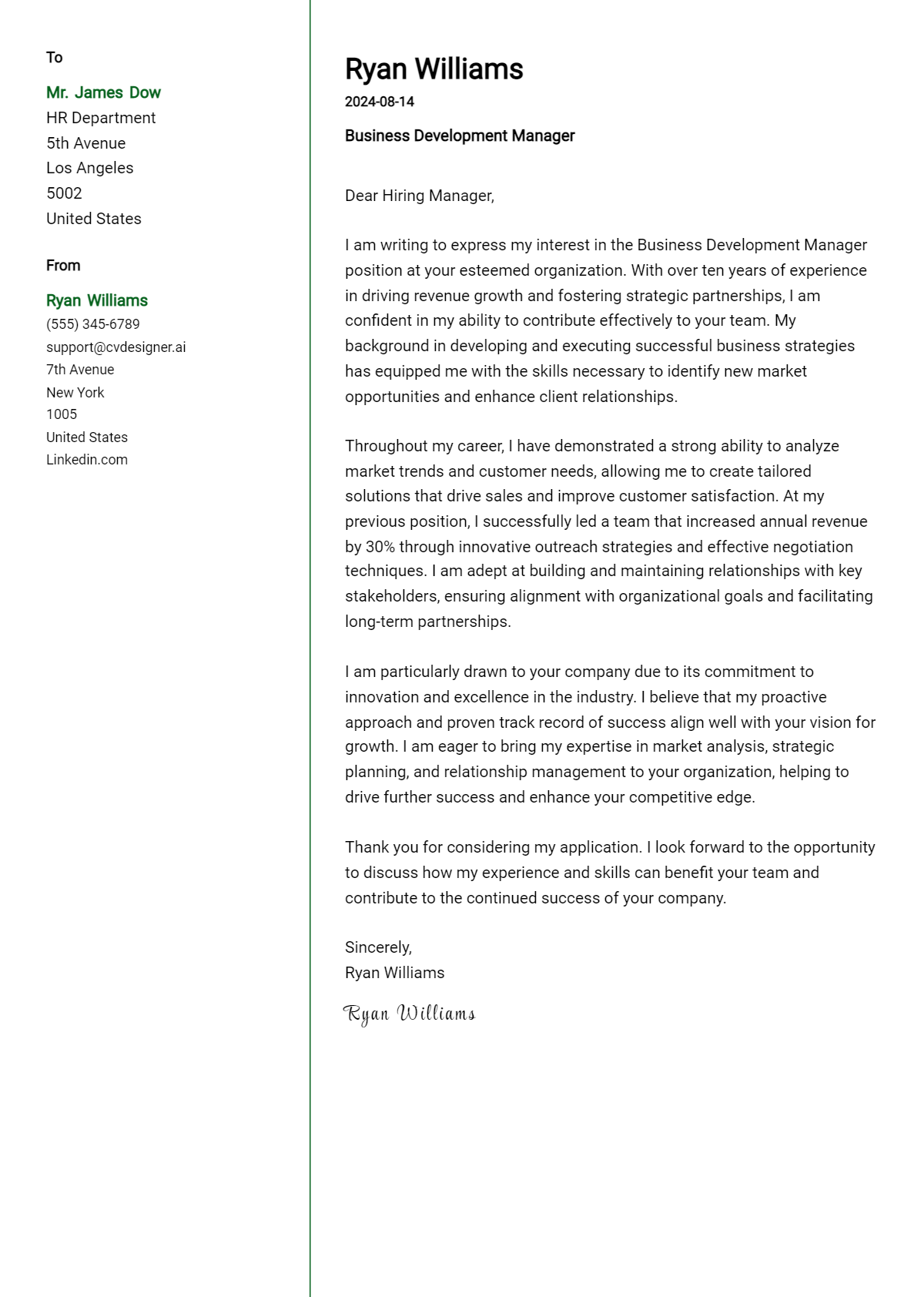 9 Business Development Manager Cover Letter Examples and Templates for 2026 Preview