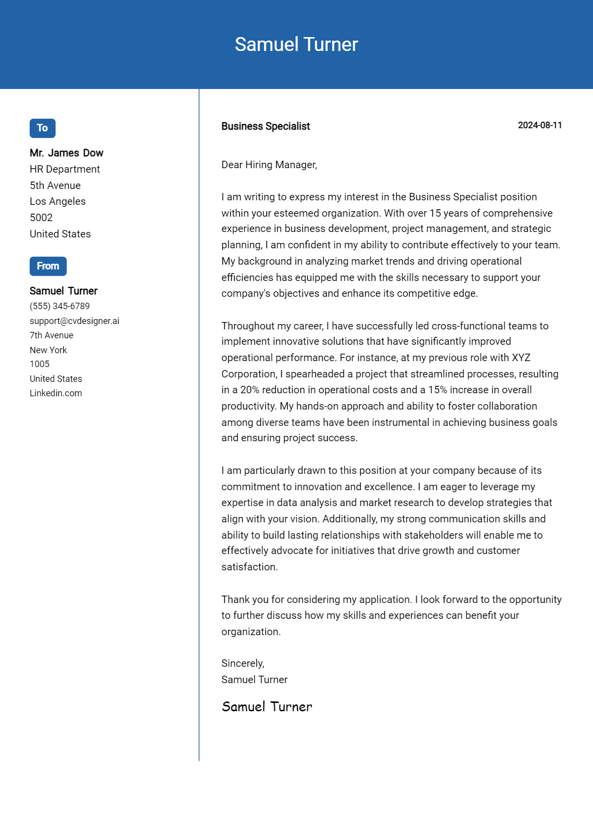 Business Specialist Cover Letter Example for 2026: Expert Tips & Templates Preview