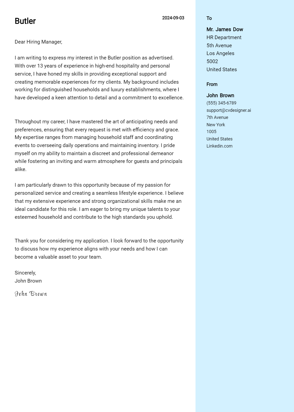Butler Cover Letter Examples & Samples for 2026 Preview