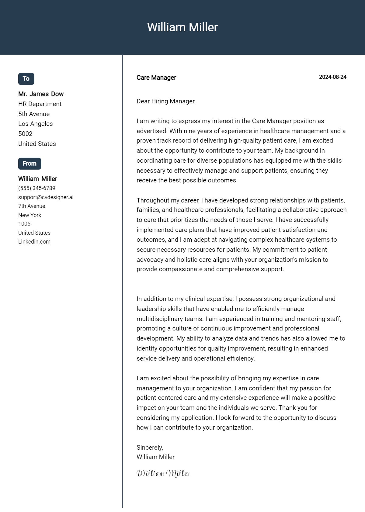 Care Manager Cover Letter Examples and Templates for 2026 Preview